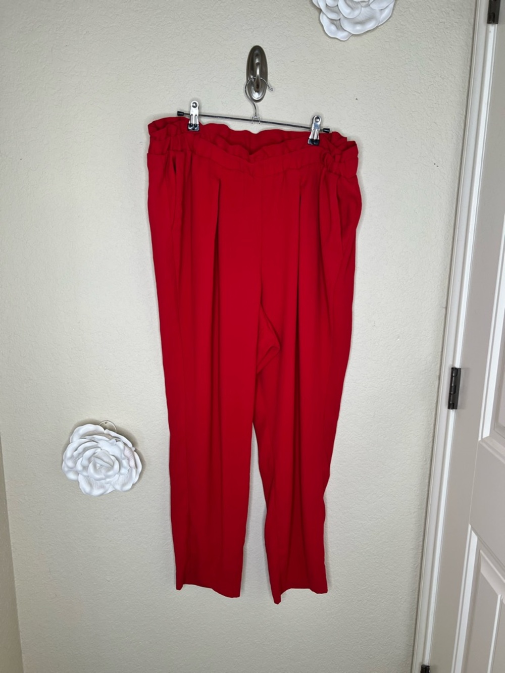 NTM: Lane Bryant Red Paperbag Waist Ankle Pants Size 18 Pull On Tapered Leg